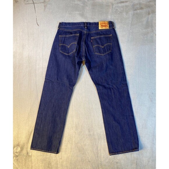 501 Button Fly, Men's, Denim Jeans 34 x 30, 100% Cotton, Dark Stone Wash - Picture 4 of 11